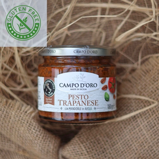 Pesto Trapanese z migdałami 180g - Pesto Trapanese con Mandorle di Avola di Sicilia CAMPO D'ORO