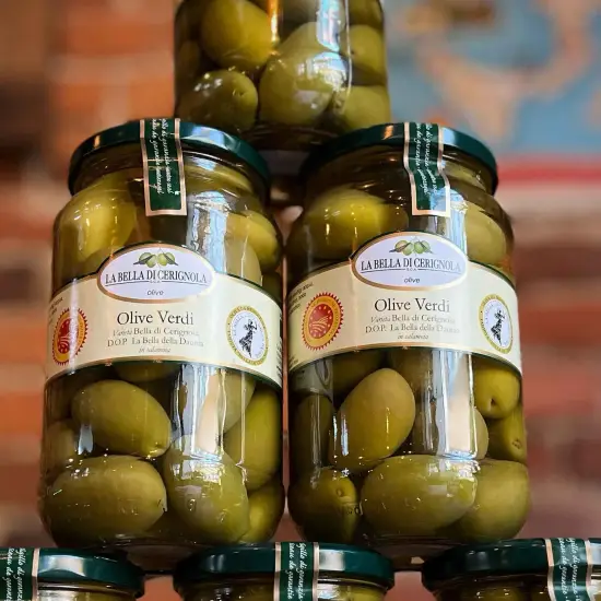 Certyfikowane oliwki giganti - Olive Verdi - odmiana Bella di Carignola DOP