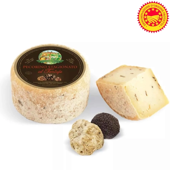 Ser Pecorino z truflami PREMIUM Długodojrzewający - Pecorino Toscano Stagionato al Tartufo DOP - na wagę