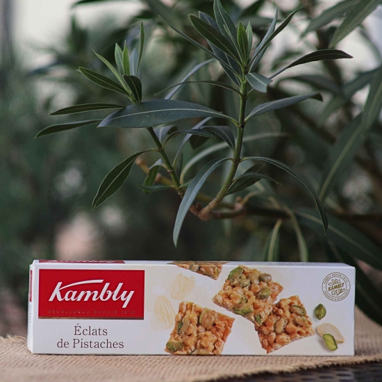 Ciasteczka z karmelizowanymi pistacjami i migdałami 80g - Kambly Eclats de Pistaches