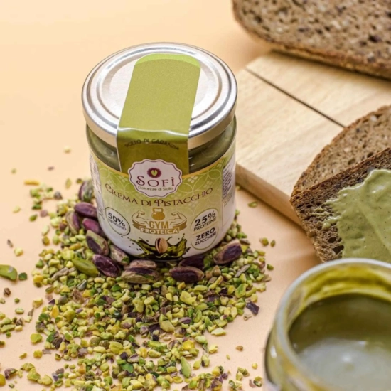 Wysokobiałkowy Krem Pistacjowy 50% 0 CUKRU PREMIUM - Crema Al Pistacchio SOFI Bronte