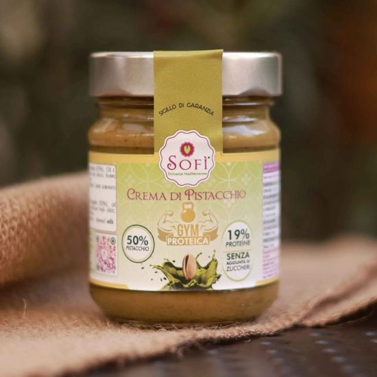 Wysokobiałkowy Krem Pistacjowy 50% 0 CUKRU PREMIUM - Crema Al Pistacchio SOFI Bronte