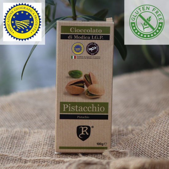 Czekolada certyfikowana IGP z pistacjami 100g - Cioccolato di Modica I.G.P. Pistacchio