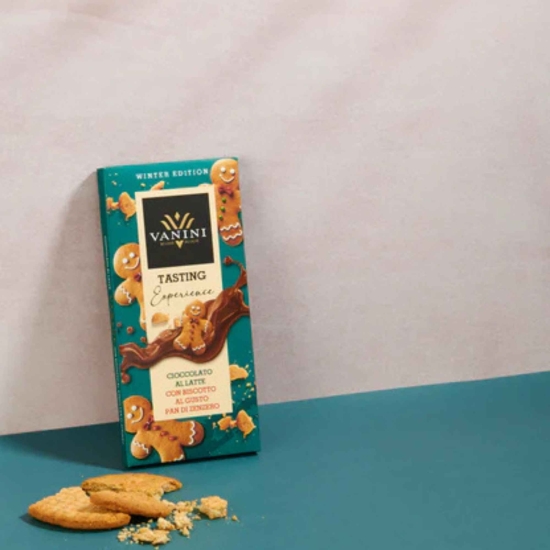 Mleczna czekolada z piernikowym ciasteczkiem 75g VANINI - Cioccolato al Latte con Biscotto al Gusto