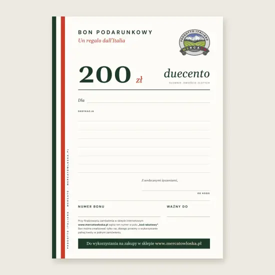 Bon podarunkowy Mercato Tricolore 200 zł