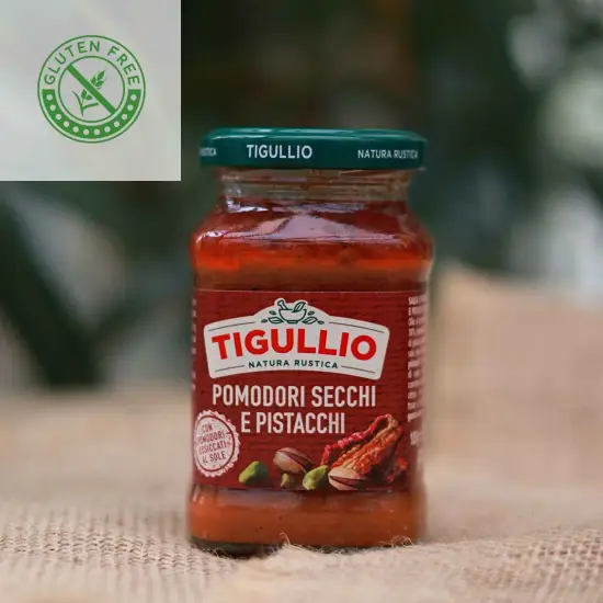 Pesto z suszonych pomidorów i pistacji 185g - Tigullio - Pomodori Secchi e Pistacchi