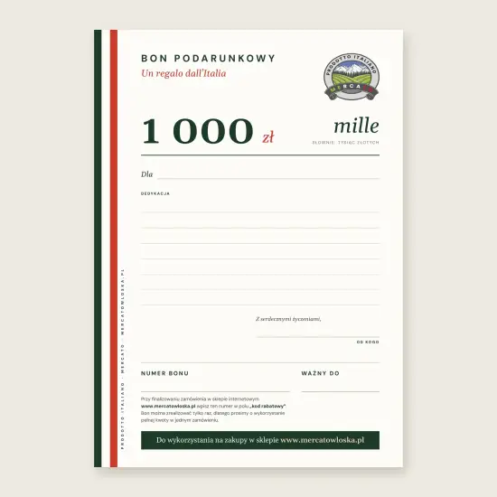 Bon podarunkowy Mercato Tricolore 1000 zł